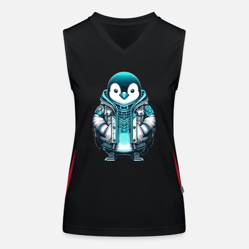 Cool Synthwave Cyberpunk penguin Lover Gift Women's Functional Contrast Tank Top
