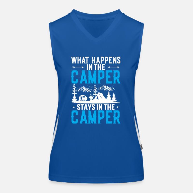 Was Im Camper Passiert, Bleibt Im Camper Funktionelles Kontrast-Tank Top für Frauen