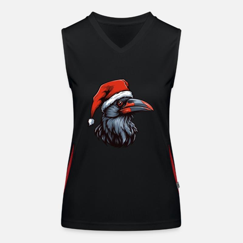Krähe Rabe Weihnachten Tier Kopf Funktionelles Kontrast-Tank Top für Frauen