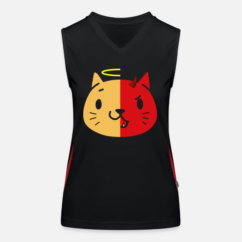 Two Face Cat and Devil T-Shirt Women's Functional Contrast Tank Top