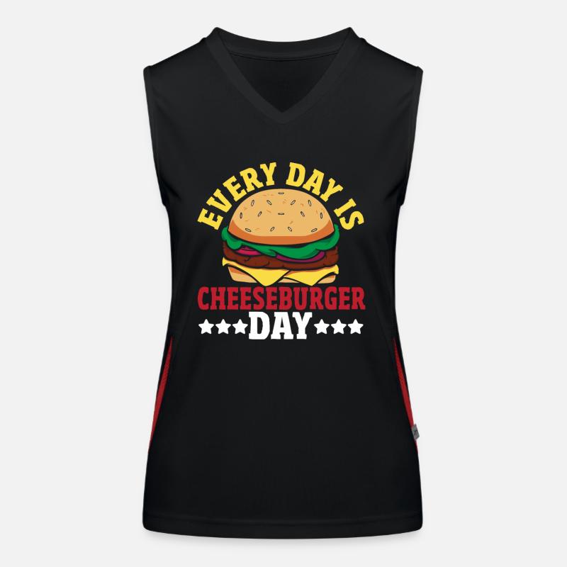 Hamburger Cheese Cheeseburger Snacks Cheeseburger Débardeur respirant contrasté Femme