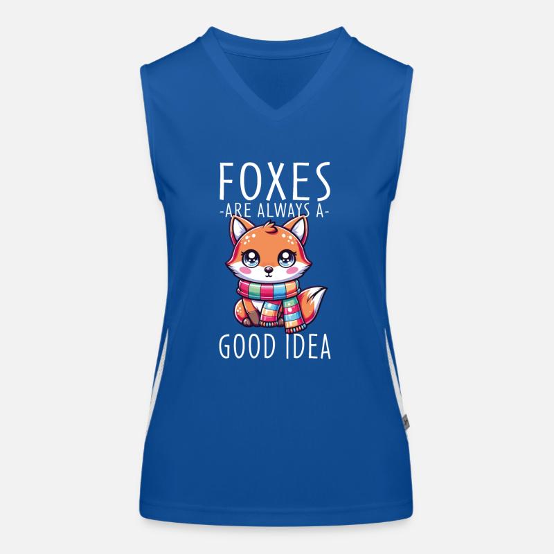 Charming Kawaii Fox With Scarf Graphic Featuring Women's Functional Contrast Tank Top
