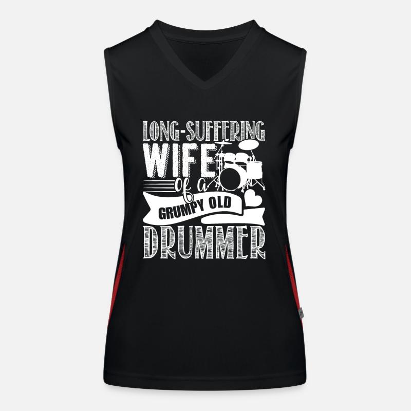 Long Suffering Wife Of A Grumpy Old Drummer Women's Functional Contrast Tank Top