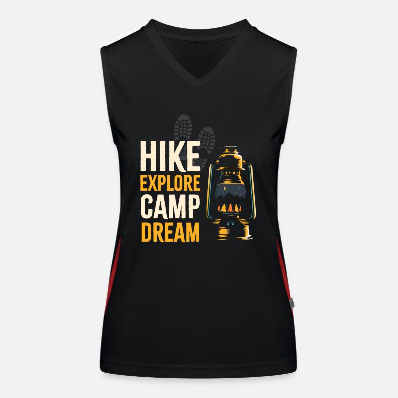 Hike explore camp dream Funktionelles Kontrast-Tank Top für Frauen