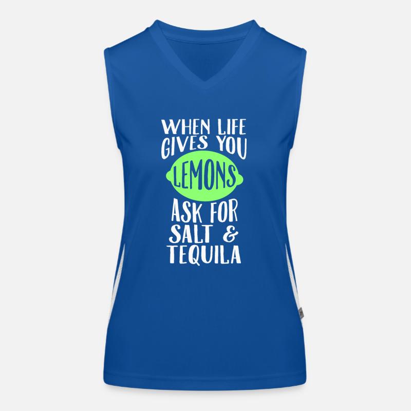 Wenn das Leben dir Zitronen gibt, frag nach Salz Tequila Funktionelles Kontrast-Tank Top für Frauen