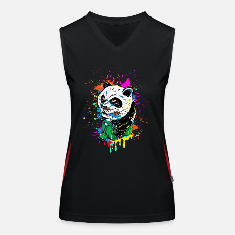 Scooter Riding Panda Women's Functional Contrast Tank Top
