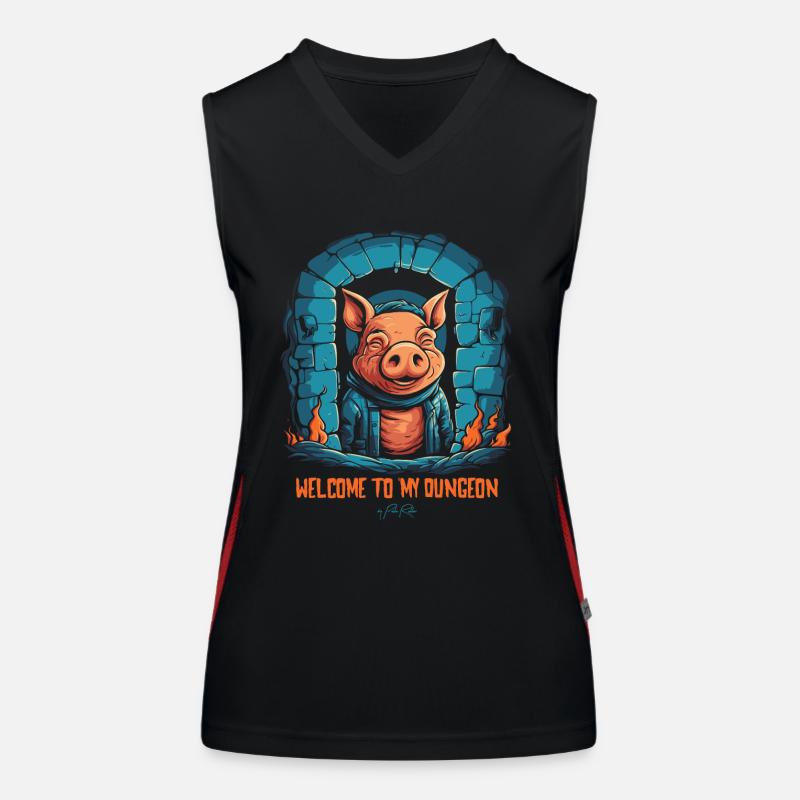 Bienvenue dans mon donjon : un drôle de cochon Débardeur respirant contrasté Femme