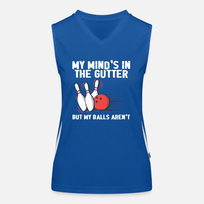Drôle de bowling Mon est dans le caniveau mais mes couilles Débardeur respirant contrasté Femme