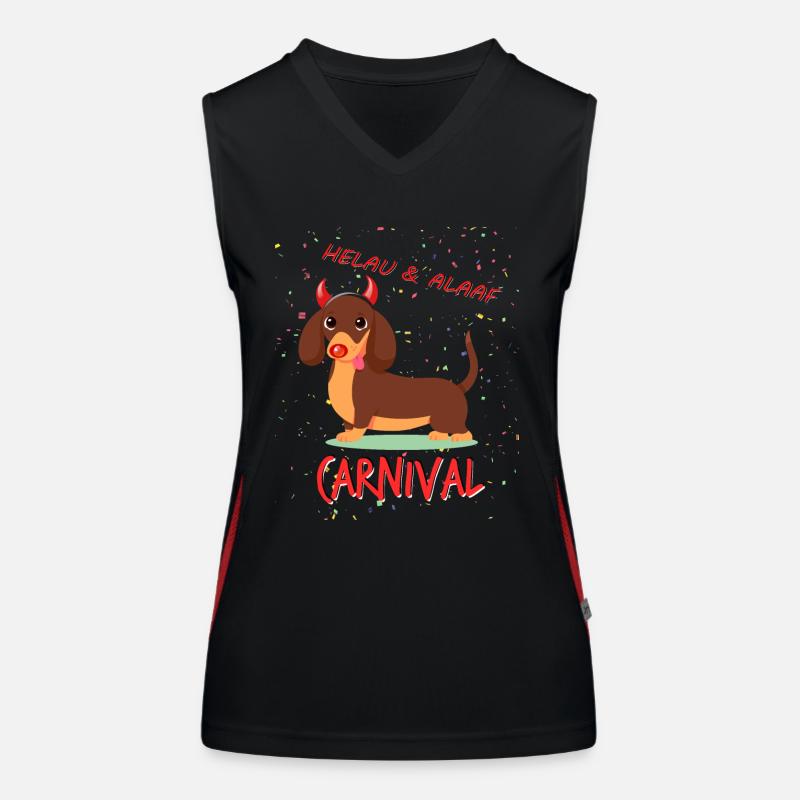 Dachshund, Carnival, Carnival, Helau, Alaaf, Devil Women's Functional Contrast Tank Top