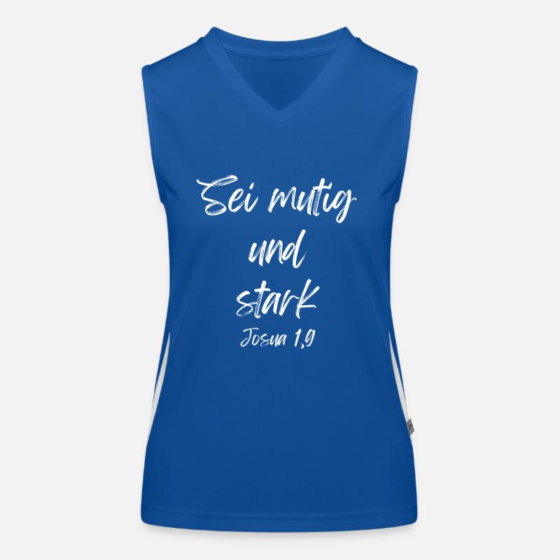 Sei mutig und stark Josua 1,9 Funktionelles Kontrast-Tank Top für Frauen