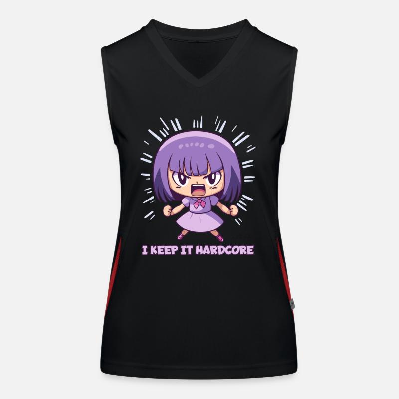 Das "Keep it Hardcore" Anime-Mädchen Funktionelles Kontrast-Tank Top für Frauen