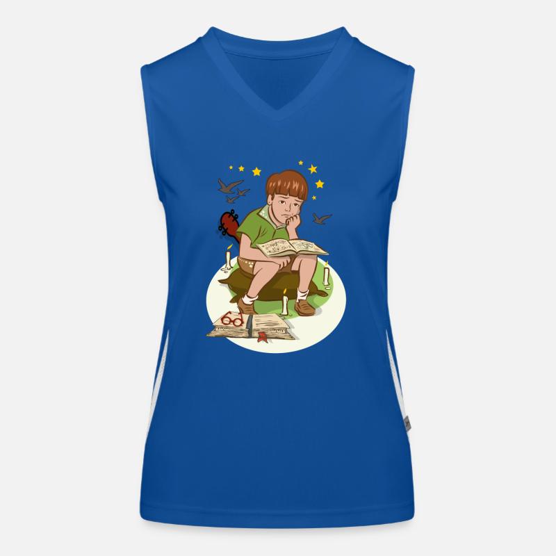 Junge mit Buch Funktionelles Kontrast-Tank Top für Frauen