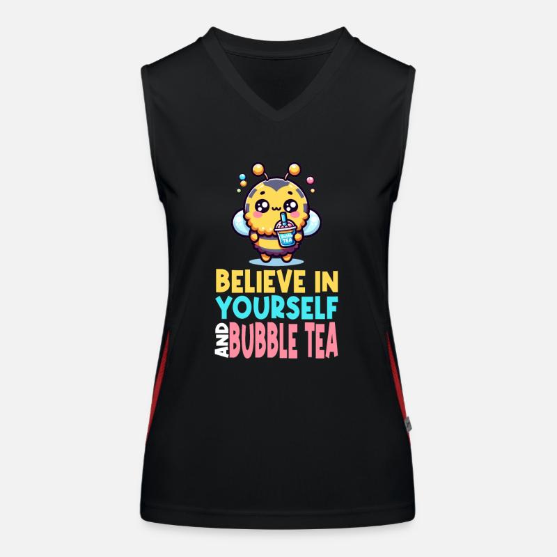 Kawaii Bee Bubble Tea Glaube an dich selbst Spaß Funktionelles Kontrast-Tank Top für Frauen