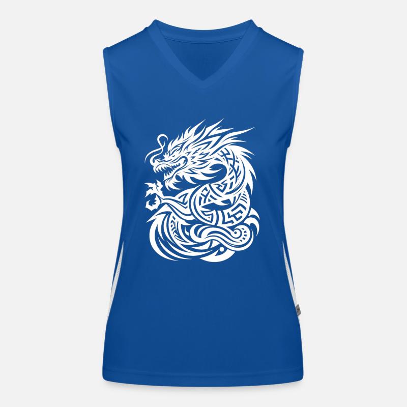 Dragon Tribal Tattoo Elegant Artistic Design Women's Functional Contrast Tank Top