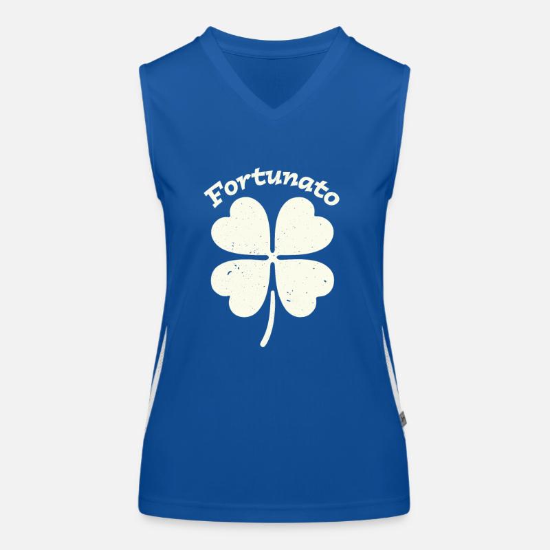 Fortunato Emblem Distressed Vierblatt Funktionelles Kontrast-Tank Top für Frauen