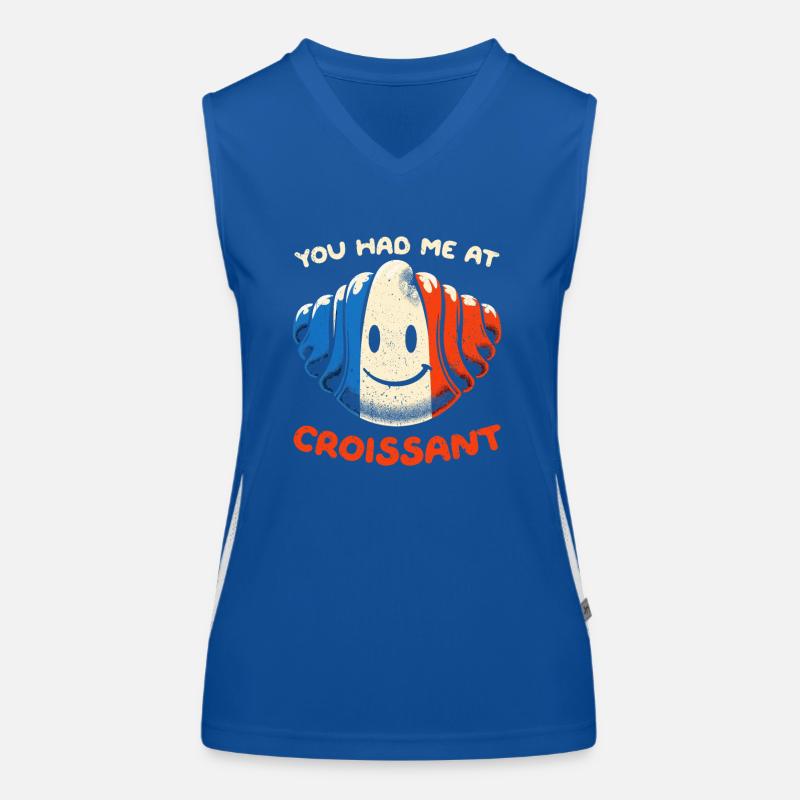 Funny Croissant Design - Win with Humor Women's Functional Contrast Tank Top