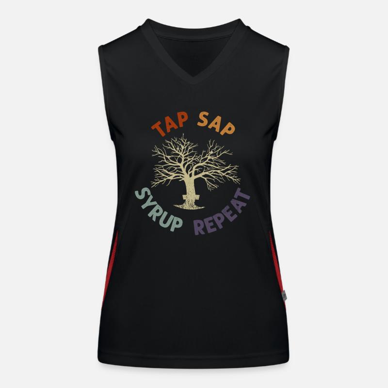 Maple Tree Essence Men Women Funny - Women's Functional Contrast Tank Top - black/red