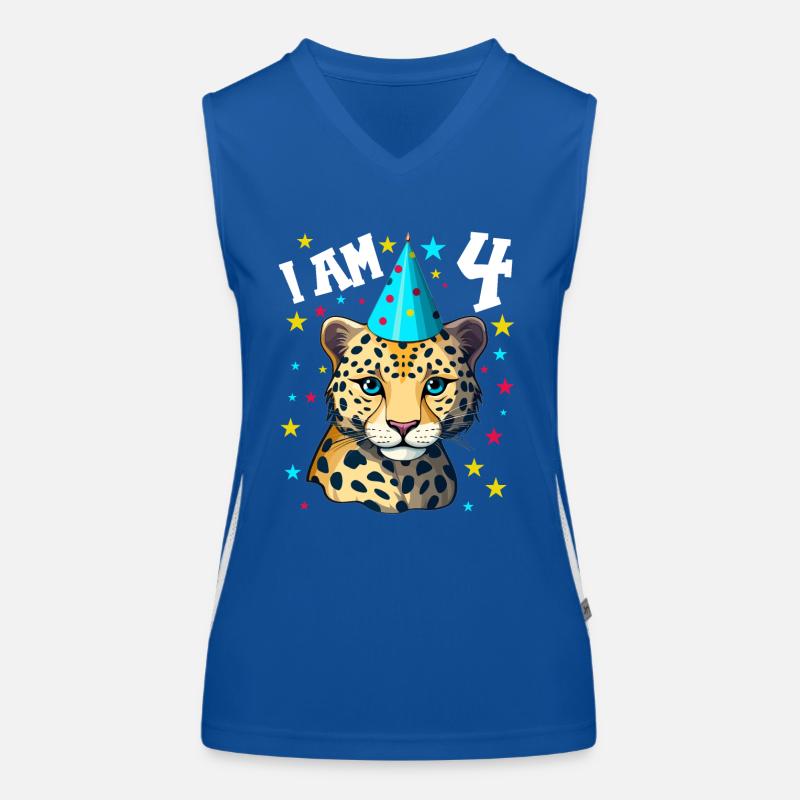Ich bin 4 Jahre alt Leoparde Leopard 4. Geburtstag Funktionelles Kontrast-Tank Top für Frauen