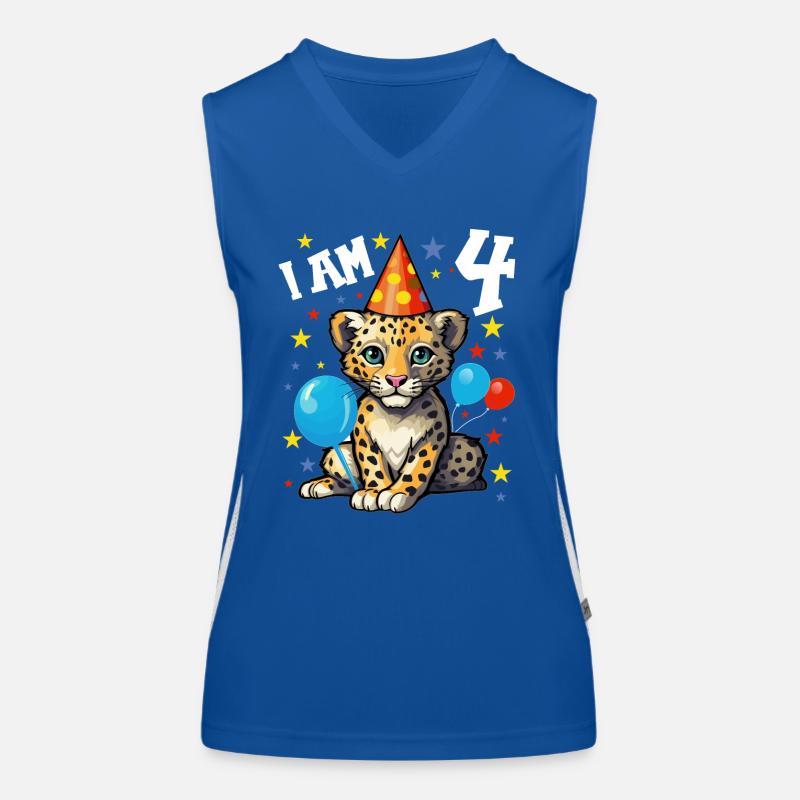 Ich bin 4 Jahre alt Leoparde Leopard 4. Geburtstag Funktionelles Kontrast-Tank Top für Frauen