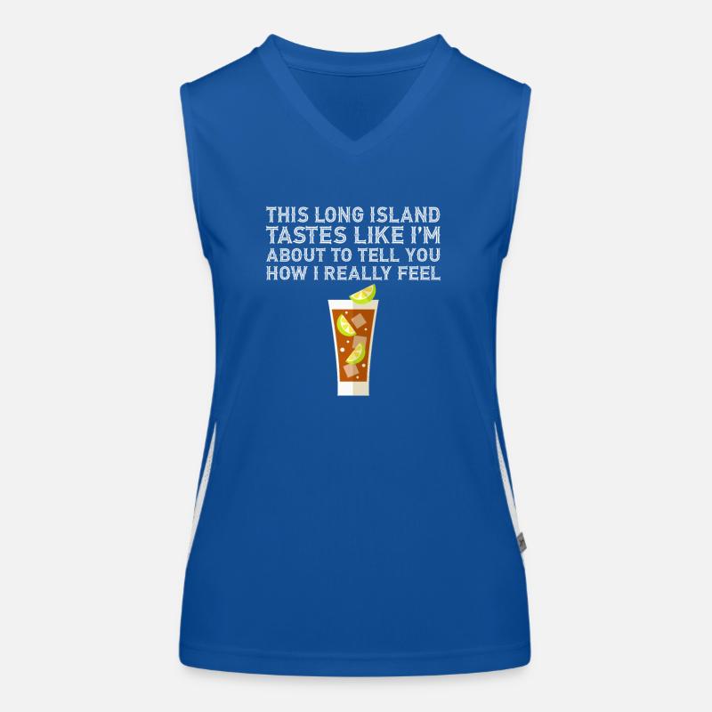 Ce thé glacé de Long Island a des goûts de boisson et d’alcool jeu de mots Débardeur respirant contrasté Femme