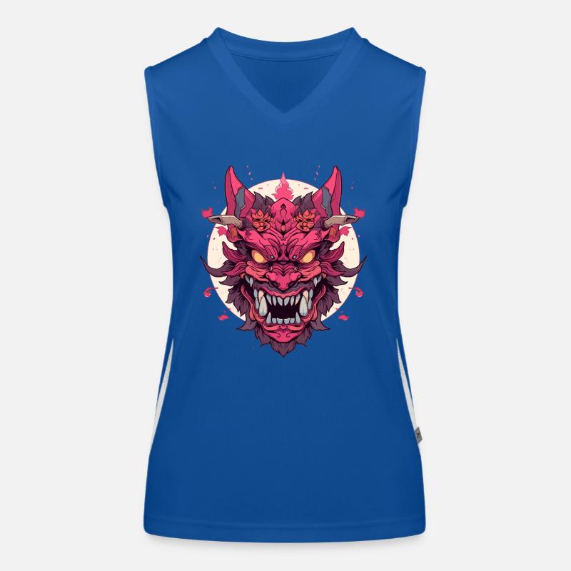 Japanischer Hannya Dämon Samurai Warrior Oni Maske Funktionelles Kontrast-Tank Top für Frauen