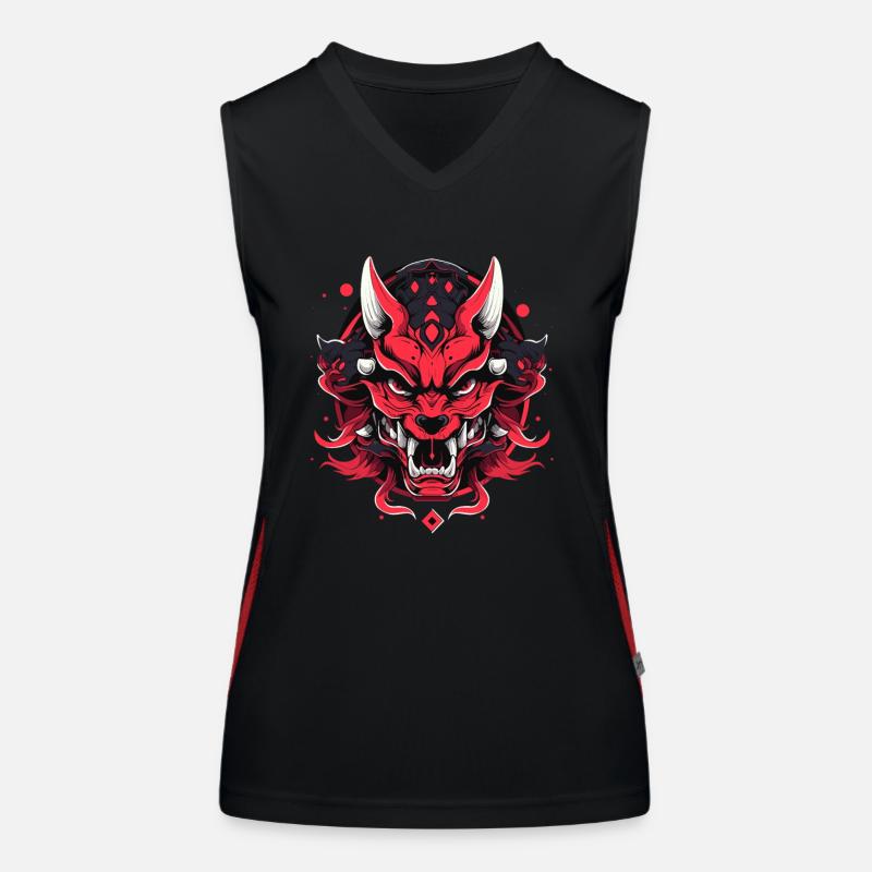 Japanischer Hannya Dämon Samurai Warrior Oni Maske Funktionelles Kontrast-Tank Top für Frauen