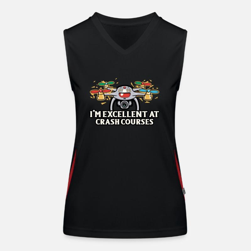 Drone Pilot Grandpa Gift Idea Old Man With Women's Functional Contrast Tank Top