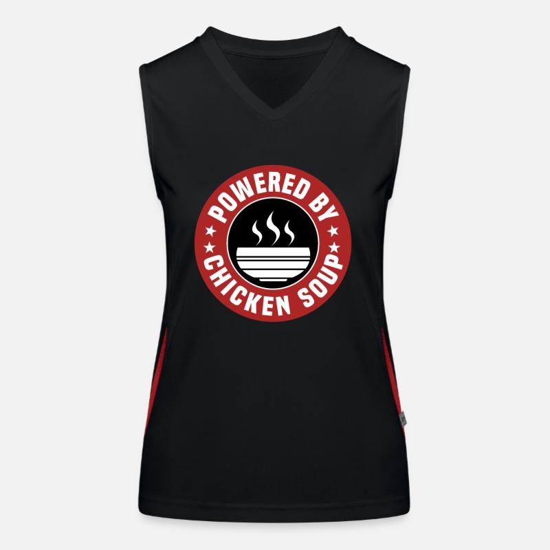 Powered By Chicken Soup Funktionelles Kontrast-Tank Top für Frauen
