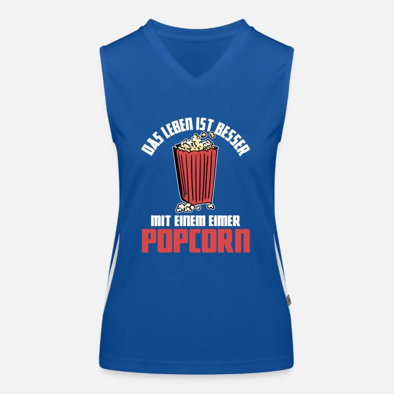 Leben Besser Eimer Popcorn Fasching Kostüm Funktionelles Kontrast-Tank Top für Frauen