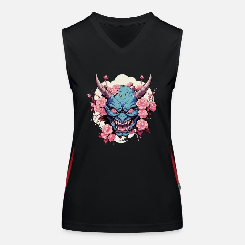 Japanischer Hannya Dämon Samurai Warrior Oni Maske Funktionelles Kontrast-Tank Top für Frauen