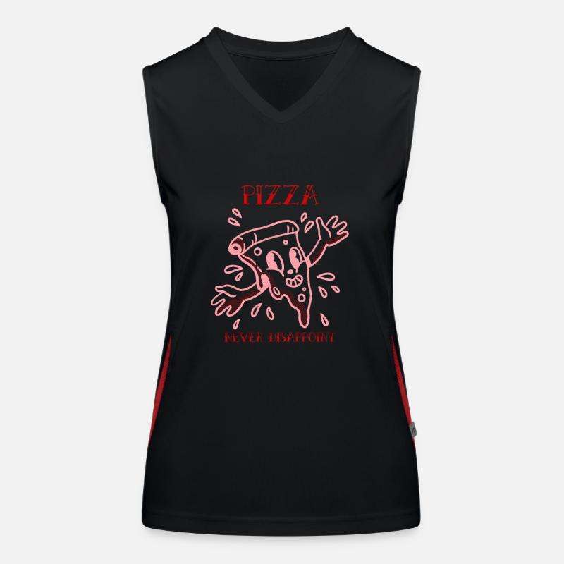 PIZZA NEVER DISAPPOINT Funktionelles Kontrast-Tank Top für Frauen