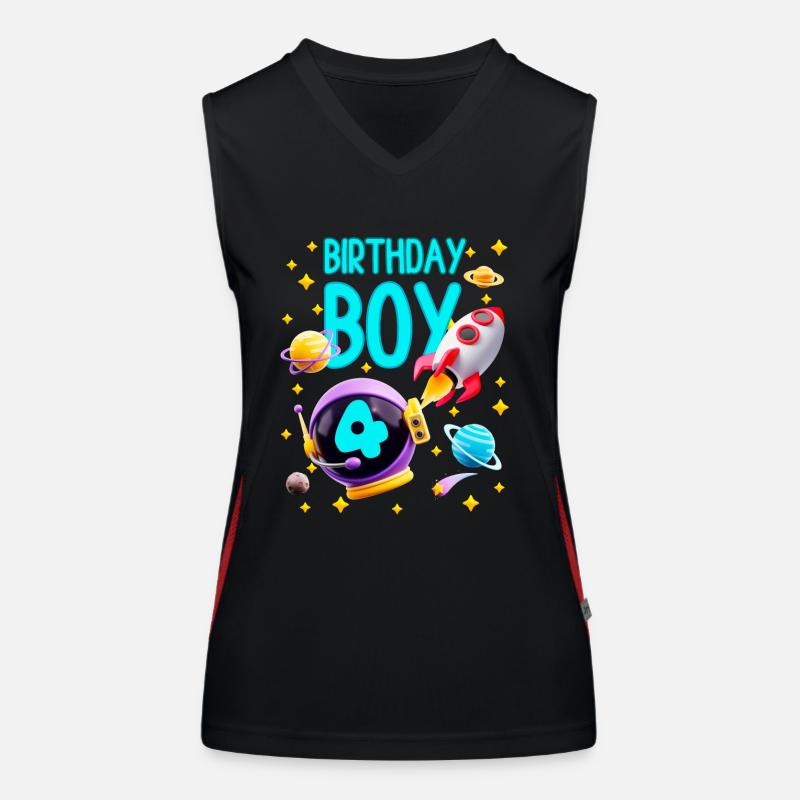 4e anniversaire Space Rocket Astronaut Boy Débardeur respirant contrasté Femme