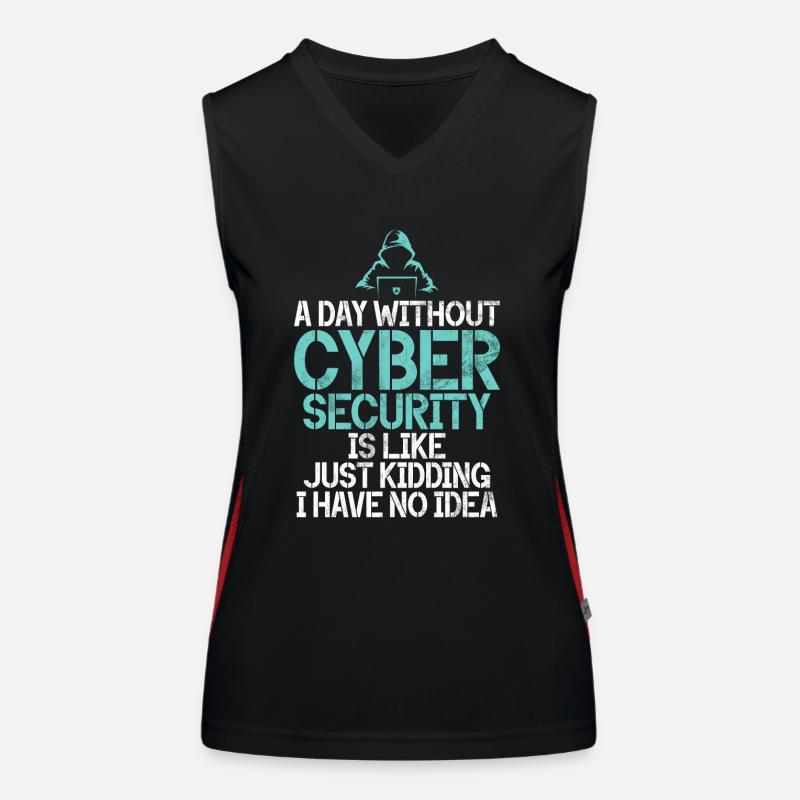 Cyber security hacker hacking - Women's Functional Contrast Tank Top - black/red