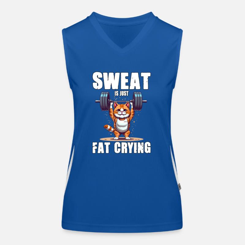Lustige Katze Workout Sweat Is Just Fat Crying Funktionelles Kontrast-Tank Top für Frauen
