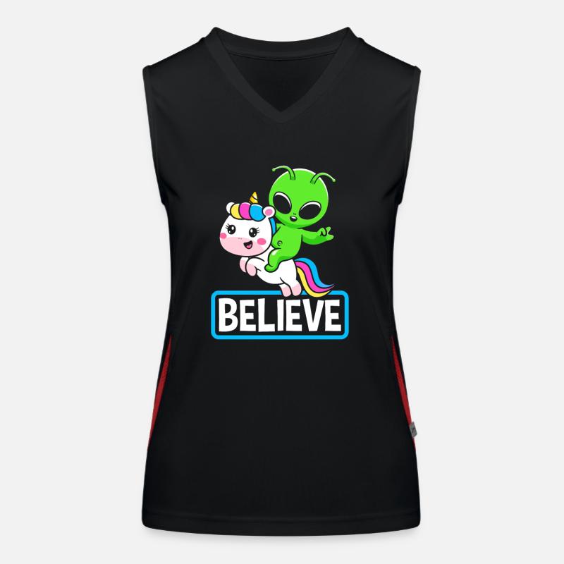 Alien Einhorn Geschenk Science Fiction Funktionelles Kontrast-Tank Top für Frauen