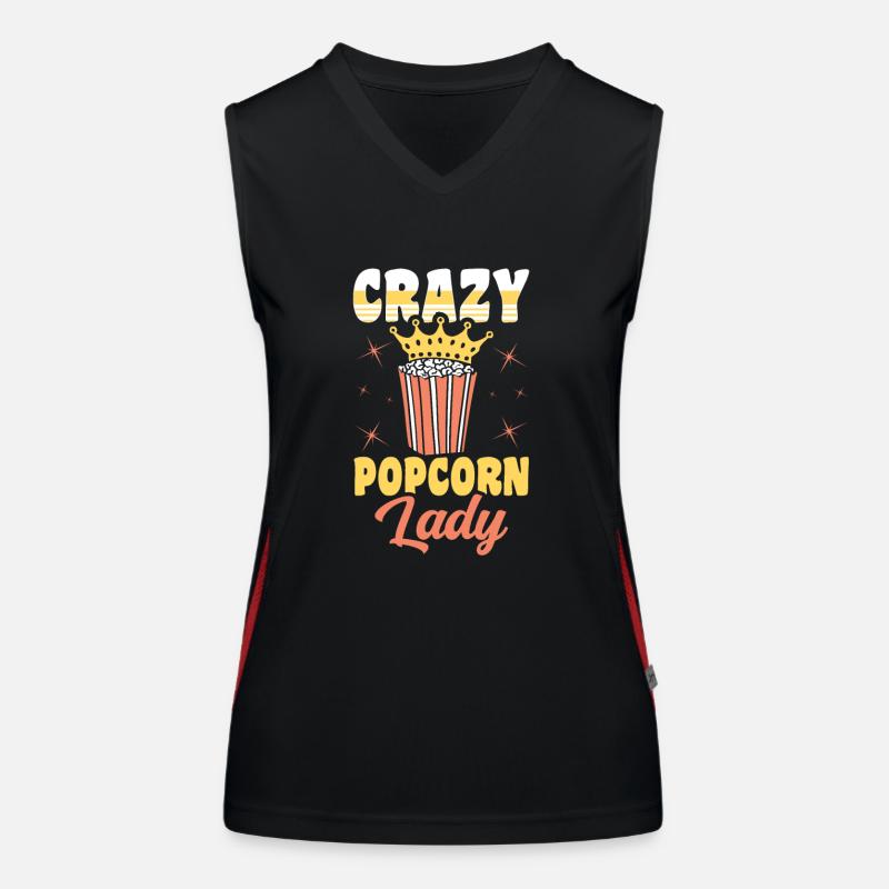 Crazy Popcorn Lady Lustiges Popped Corn Geschenk Funktionelles Kontrast-Tank Top für Frauen