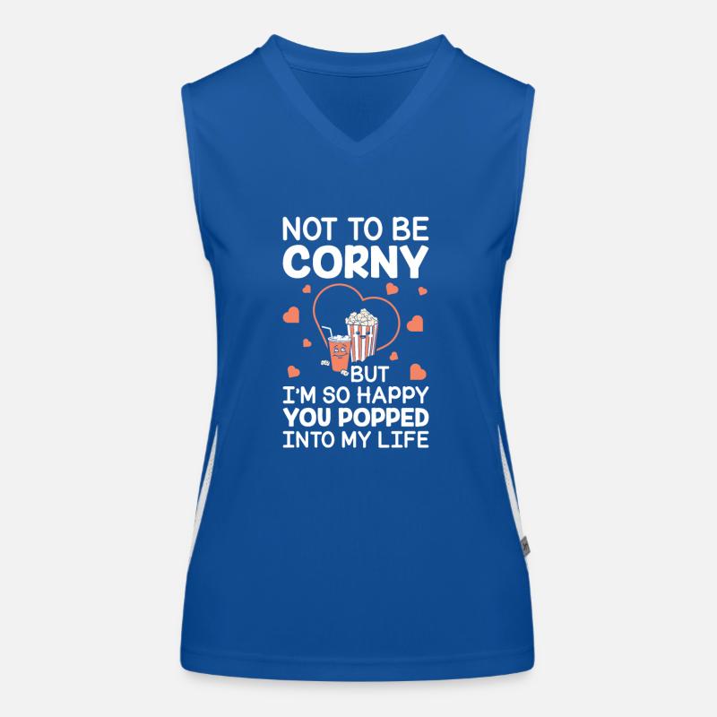 Popcorn Gift Couple Corny Popped Into My Life Women's Functional Contrast Tank Top