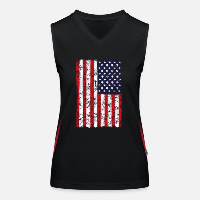 U.S. FLAGGE vertikal Funktionelles Kontrast-Tank Top für Frauen