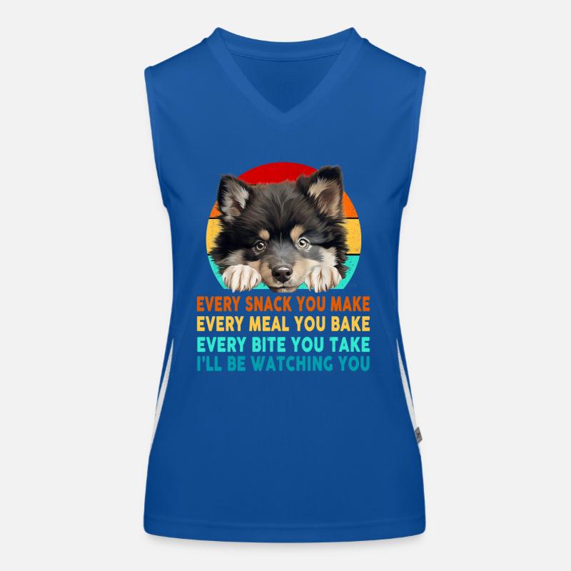 Finnischer Lapphund oder Lappie Hund Mama Papa Jeder Snack Funktionelles Kontrast-Tank Top für Frauen