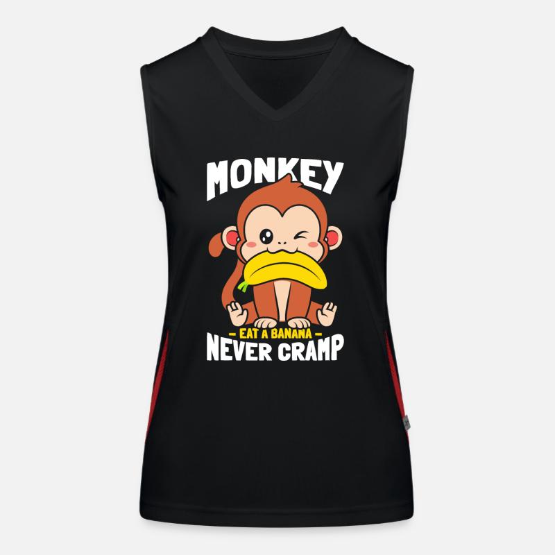 Monkey Eating Banana Never Cramp Women's Functional Contrast Tank Top