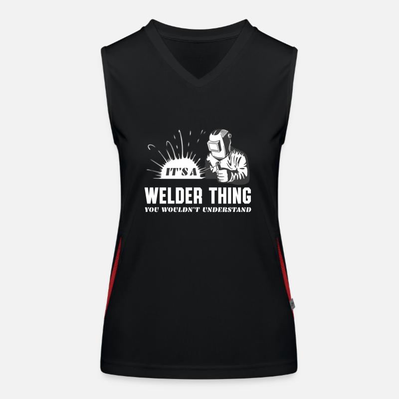 Schweißer Ding Lustiger Metallarbeiter Spruch Funktionelles Kontrast-Tank Top für Frauen