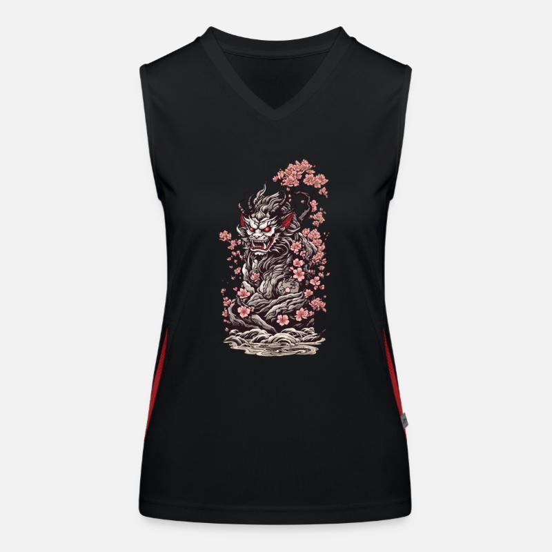 Kirschblüten Yokai Oni Ukiyo-E Ästhetik Funktionelles Kontrast-Tank Top für Frauen