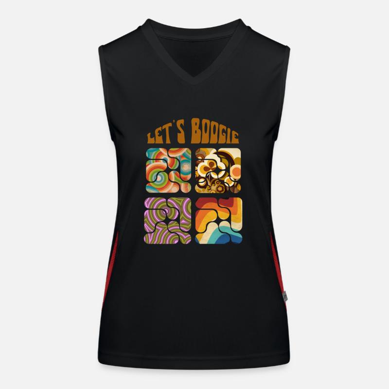 Let's boogie retro pattern Women's Functional Contrast Tank Top