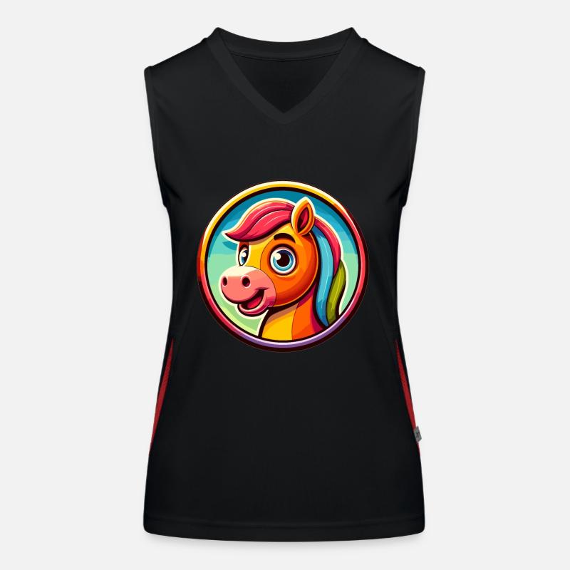Pferd, Pferdekopf in Comicstyle Funktionelles Kontrast-Tank Top für Frauen