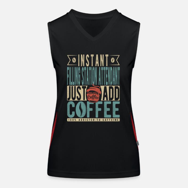 Le préposé à la station-service instantanée ajoute simplement du café Débardeur respirant contrasté Femme