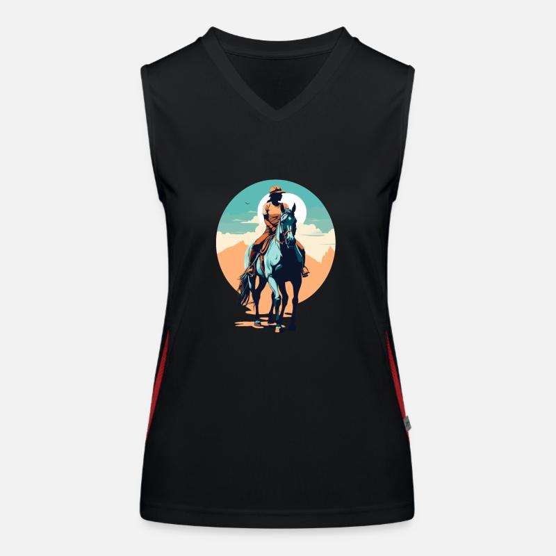 Ästhetische Pferde Ikonisches Design Reiter Funktionelles Kontrast-Tank Top für Frauen