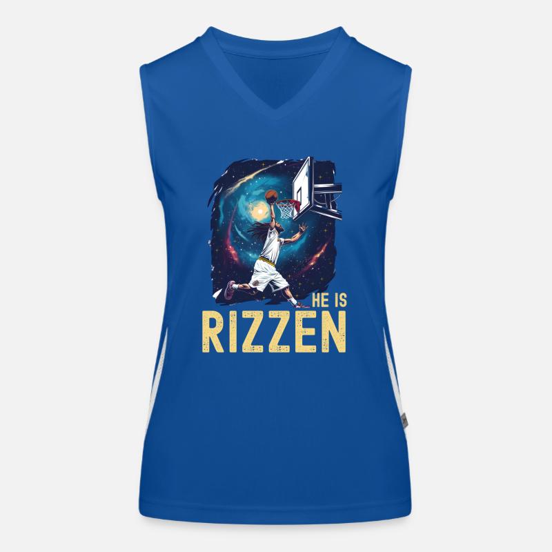 He Is Rizzen Funny Easter Basketball Dunk Jesus Women's Functional Contrast Tank Top