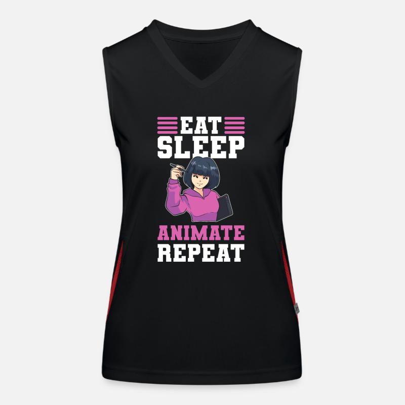 Visual Artist Animate 3D Art Eat Sleep Animate Women's Functional Contrast Tank Top