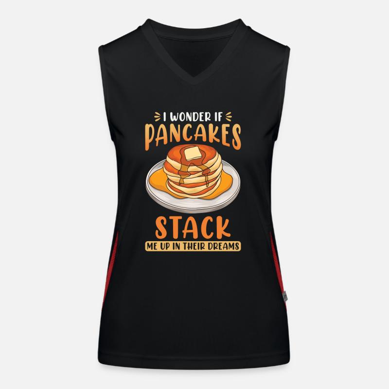 I Wonder If Pancakes Stack Dreams Women's Functional Contrast Tank Top