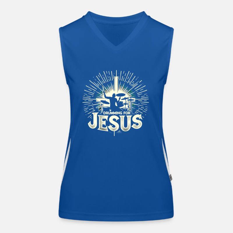 Drum Player Jesus Drum set Pick Jesus Drums Player Funktionelles Kontrast-Tank Top für Frauen